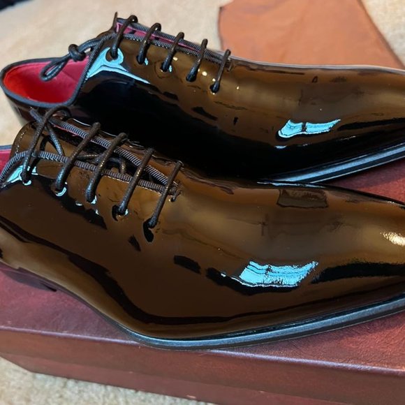 Mezlan Black Patent Leather Oxford Shoes with Striking Red Interior main image 9